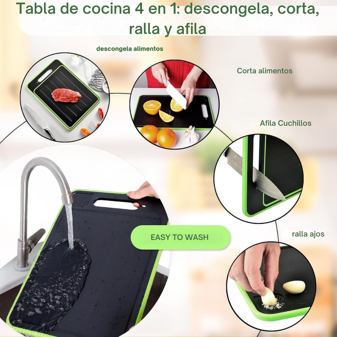 Tabla de cocina 4 en 1 | Corta, descongela, afila y ralla