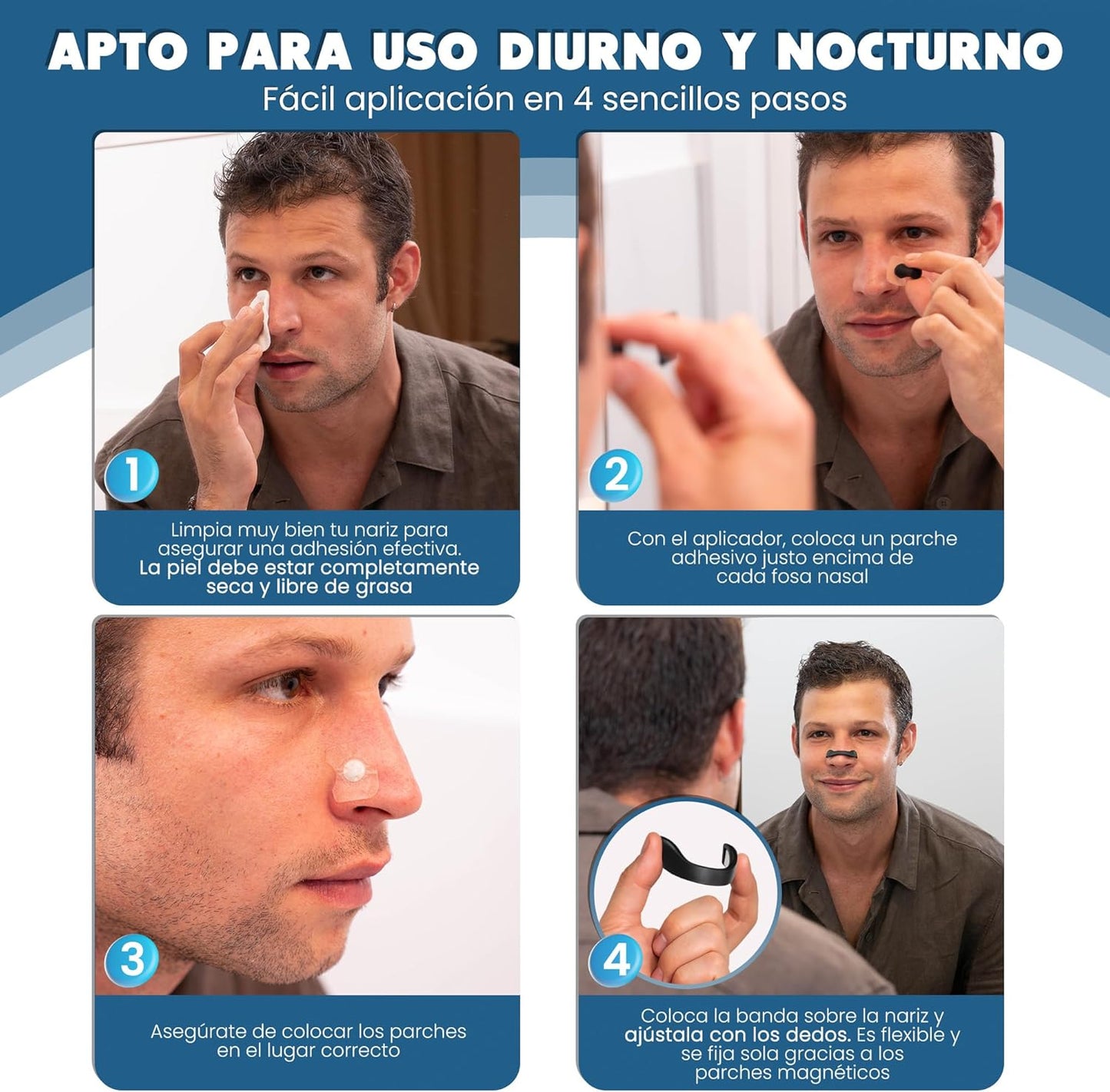 clearnoser® Tiras Nasales Magnéticas Premium – Mejora la Respiración y la Oxigenación, Antironquidos