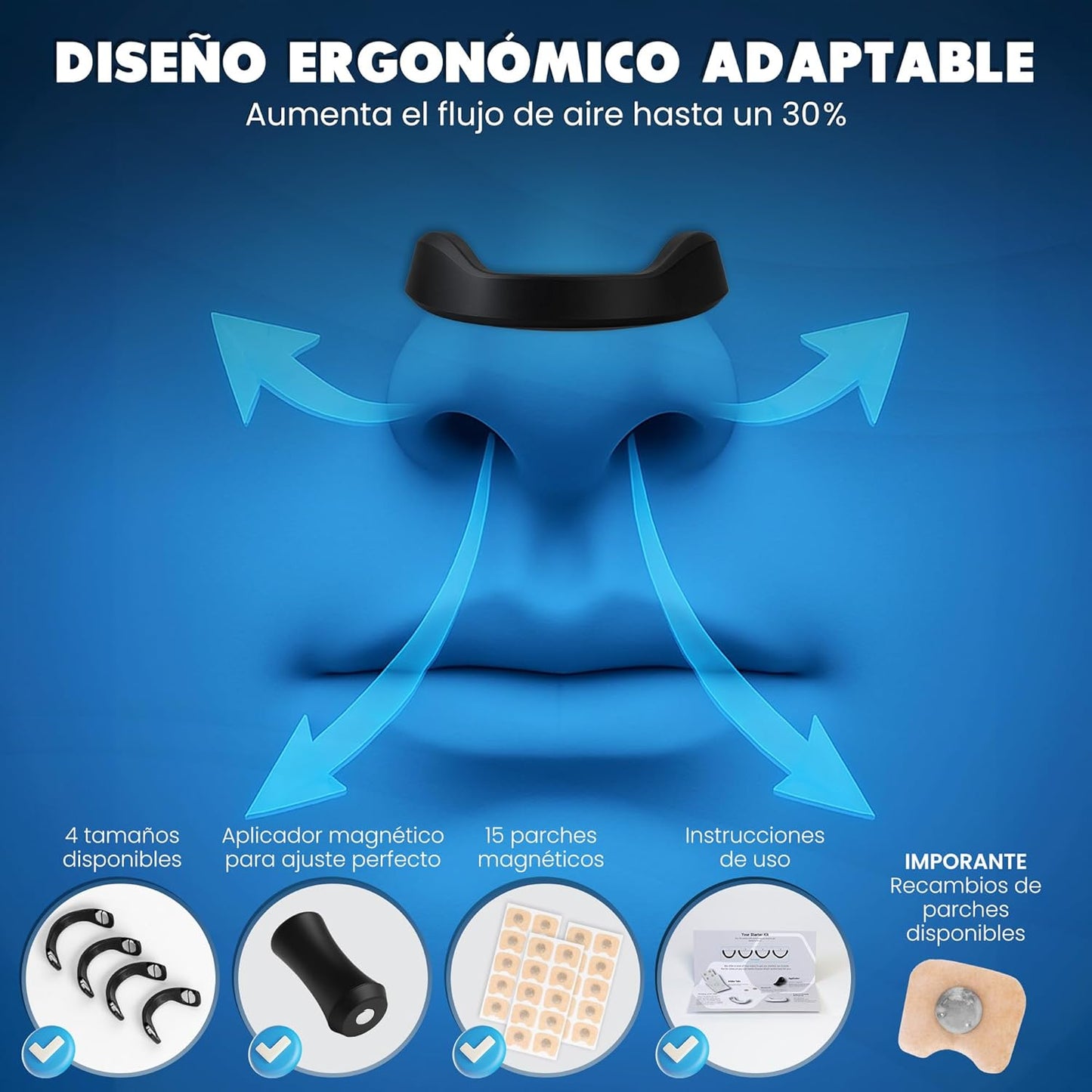 clearnoser® Tiras Nasales Magnéticas Premium – Mejora la Respiración y la Oxigenación, Antironquidos