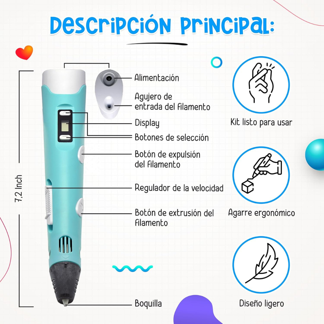 Bolígrafo Impresora 3d Pantalla Led
