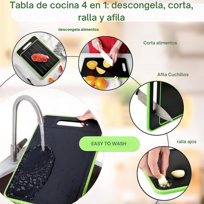Tabla de cocina 4 en 1 | Corta, descongela, afila y ralla
